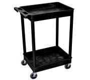 Tischwagen mit Wanne in schwarz und 2 Ladeflächen | Artikel-Nr. 119-0278